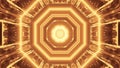 Vivid abstract psychedelic octagon corridor pattern for background with gold and brown colors Royalty Free Stock Photo