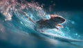 A vivid, actionpacked scene featuring a mouse surfing on a wave. The mouse is depicted in a dynamic pose, with its body Royalty Free Stock Photo