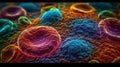 Vivid Adipose Cells Under the Microscope for Medical Research.