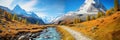 Vivid autumn scenery of maloja pass, switzerland popular travel destination in europe