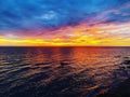 vivid beautiful sunset in evening sea Royalty Free Stock Photo