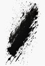 a vivid black ink splatter against a stark white background, creating striking contrast