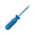 Vivid Blue Flathead Screwdriver Hand Tool Illustrative Hardware and DIY Project Equipment Royalty Free Stock Photo