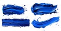 Vivid Blue Paint Strokes on Black Canvas - Artistic Texture and Design Elements on transparent Background Royalty Free Stock Photo