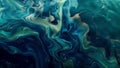 A vivid bluegreen algal bloom covering the surface of a body of water appearing like a thick layer of paint when viewed