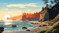 Kalaloch Beach: A Vivid Infographic Of The Pacific Northwest Canyon Royalty Free Stock Photo