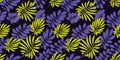 Vivid bright color tropical leaves seamless pattern