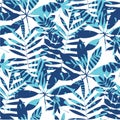 Vivid bright jungle foliage seamless pattern.