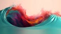 Vivid brushstrokes, colorful paint wave art