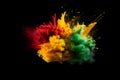 Vivid Burst of Red, Yellow, Green Paint Clouds. Black History Month Abstract Banner. AI Generated. Royalty Free Stock Photo