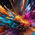 Vivid bursts of color exploding in a chaotic yet harmonious arrangement, capturing attention and sparking interest1