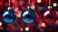 Vivid Christmas Photography: Captivating Red and Blue Baubles for Holiday Decorations