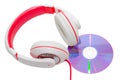 Vivid classic wired headphones and compact disc Royalty Free Stock Photo