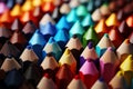 Vivid close up colored sharpener pencils, macro shot of pencils
