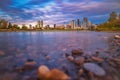 Vivid Clouds Over Downtown Calgary And The Bow River Royalty Free Stock Photo