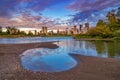 Vivid Clouds Over Downtown Calgary And The Bow River Royalty Free Stock Photo