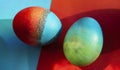 Vivid colored Easter eggs group
