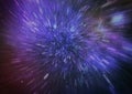 Abstract of warp or hyperspace motion in blue star trail Royalty Free Stock Photo