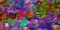 Vivid colorful bright 3D illustration shiny metal shapes, psychedelic candy overlapping design