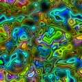 Vivid colorful bright neon liquid shapes, funky psychedelic backdrop in chaos swirl hippie design, crazy shapes