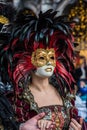 Vivid colorful costume of a aristocratic vampire in the Venice carnival