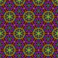 Vivid colorful flourish seamless pattern over black background Royalty Free Stock Photo