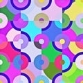 Vivid colorful geometric art deco shape pattern with circles, Funky geometrical shapes, psychedelic design Royalty Free Stock Photo