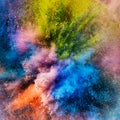 Vivid colorful holi powder in an explosion.