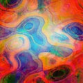 Vivid colorful swirl and circles oil art shapes, psychedelic colors design in red yellow and blue Royalty Free Stock Photo