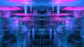 Vivid colors form an abstract digital scene that captures a dynamic interplay of blue and pink lights, creating a sense of depth Royalty Free Stock Photo