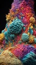 Vivid Colors of Lysosomes Breaking Down Cellular Waste in 4K Electron Microscope View .