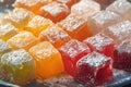 Vivid colors and powdered sugar adorn Turkish delight Rahat Lokum