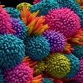 Vivid Colors of Ribosomes Synthesizing Proteins in 4K. Ideal for Educational Materials.