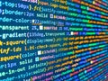 Vivid colors. Source code close-up. Website development. Coding application by programmer developer. Binary code digital Royalty Free Stock Photo