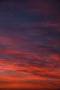 Vivid colourful clouds Dramatic Sky At Sunrise or Sunset. Orange red pink sky with beautiful clouds in sunlight Royalty Free Stock Photo