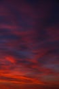 Vivid colourful clouds Dramatic Sky At Sunrise or Sunset. Orange red pink sky with beautiful clouds in sunlight Royalty Free Stock Photo