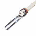 Vivid Comic Book Style Enamel Fork With Woman\'s Face