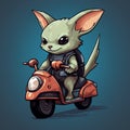 Vivid Comic Of Cute Chupacabra Riding Scooter