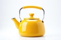 Vivid Contrasts: Modern Yellow Tea Kettle Takes Center Stage Against White - Witness the interplay of modernity and tradition as