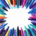 Vivid creativity Colorful pens on white background with space Royalty Free Stock Photo