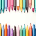 Vivid creativity Colorful pens on white background with space Royalty Free Stock Photo