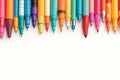 Vivid creativity Colorful pens on white background with space Royalty Free Stock Photo