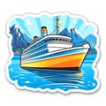 Vivid Cruise Ship Sticker With Whistlerian And Swiss Realism Style