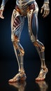 Vivid 3D model of male anatomy focusing on knee and ankle skeletal structures