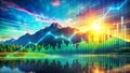 A Vivid Depiction of a Rising Stock Graph Against a Futuristic Backdrop AI generated