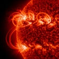 As solar prominences which can impact space weather and communication Royalty Free Stock Photo