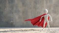 A white stick figure as superhero with red cape