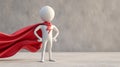 A white stick figure as superhero with red cape