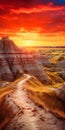 Vivid Dreamscapes: The Enchanting Badlands At Sunset