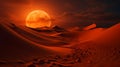 Vivid Dreamscapes: Surreal 3d Desert Landscape With Red Moon